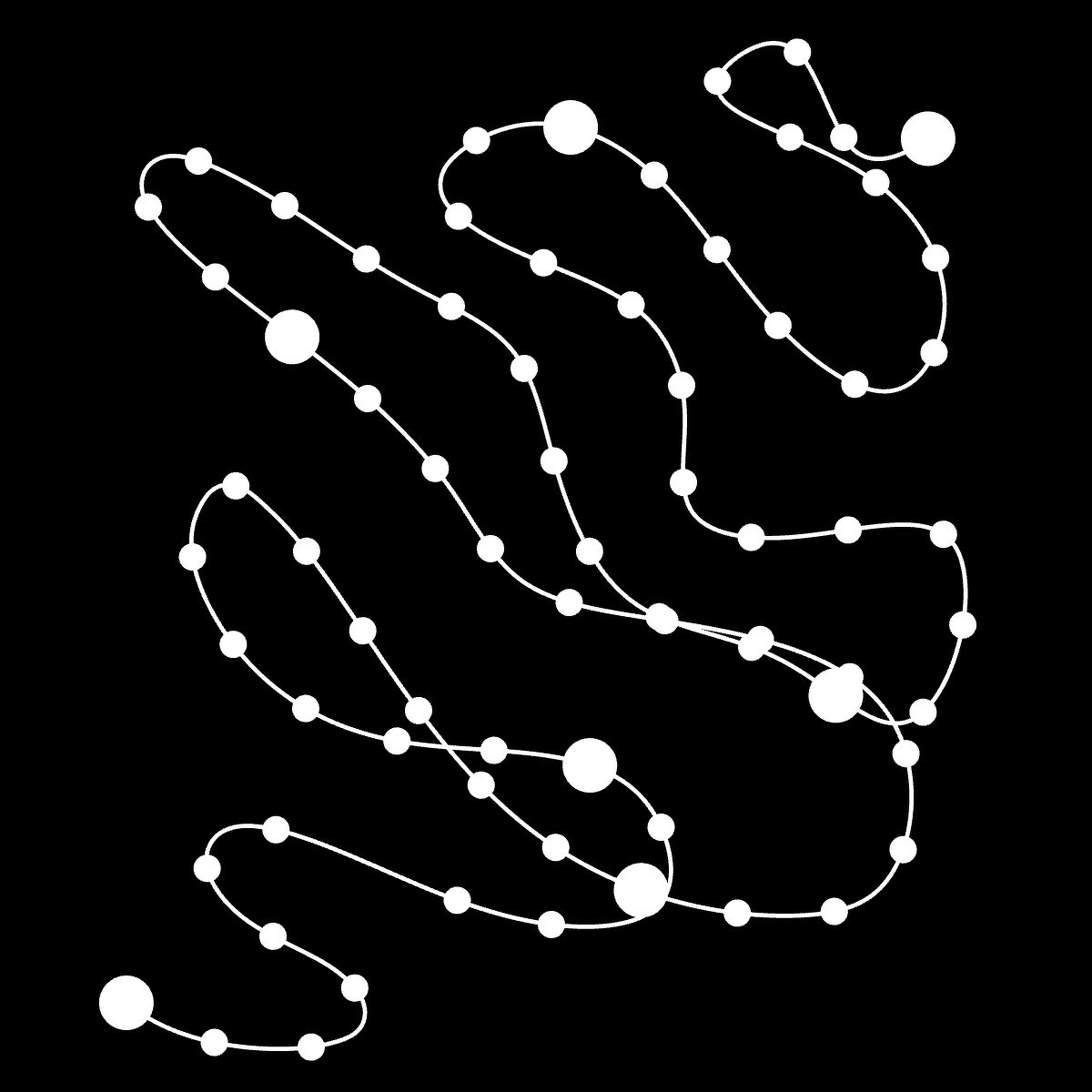 Rope with large and small beads. There is a large bead every foot, and in between for every inch there is a small bead. So it works like a tactile measuring tape for architectural surveying. 
