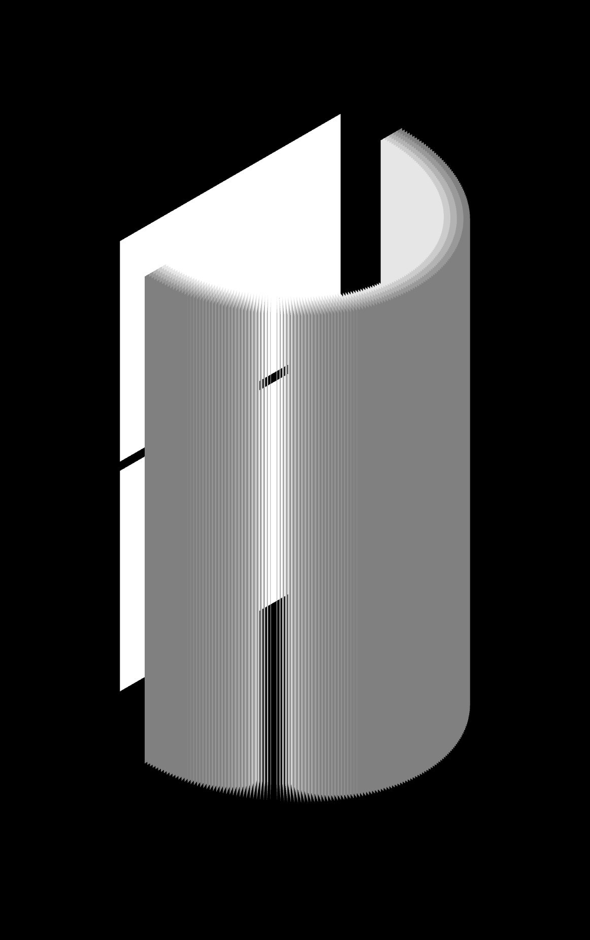 A window with a curve frame. This time light is passing through the frame, represented by a 5 step value scale